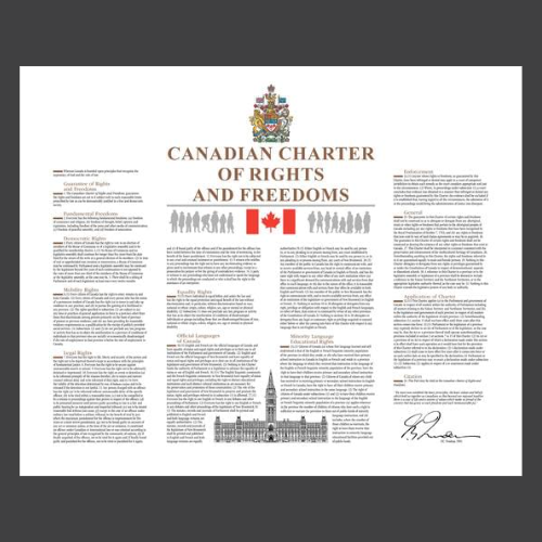 Copy of the Canadian Charter of Rights and Freedoms -- text with the official seal of Canada