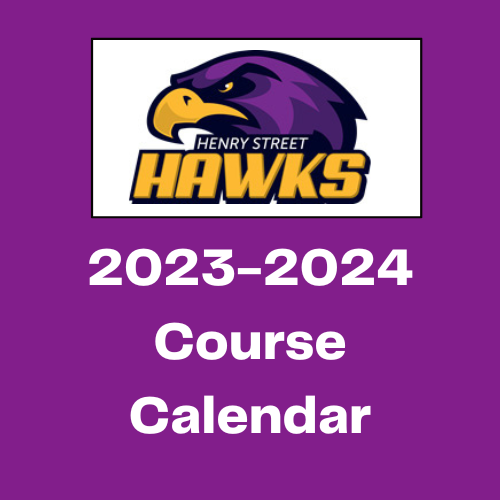 Hawk logo with a link to the course calendar