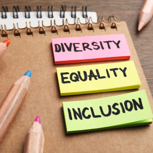 Pencil crayons pointing to the words Diversity, Equality and Inclusion