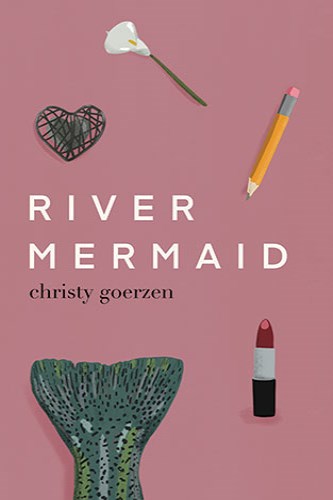 A mermaid tail, a pencil, lipstick and a lily on a pink background